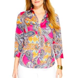 PINK Vibrant Paisley Cotton Sateen Shirt Top 2X